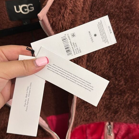 NWT- UGG-Marlene Sherpa Jacket II- pink and brown- Size Large - Picture 9 of 13